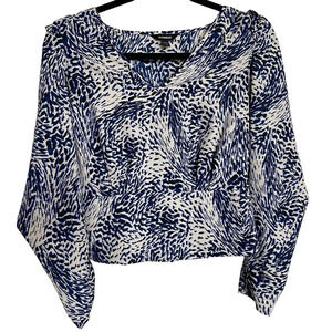 Express Animal Print Long Sleeve Low Cut Blouse Size XS